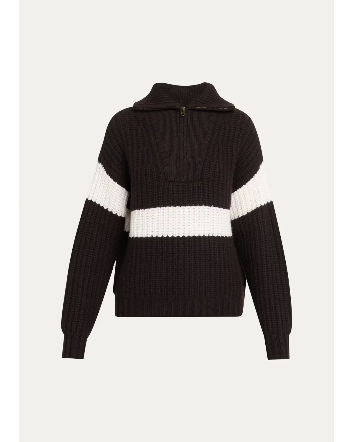 Mavis Stripe Cashmere Rib Quarter-Zip Sweater
