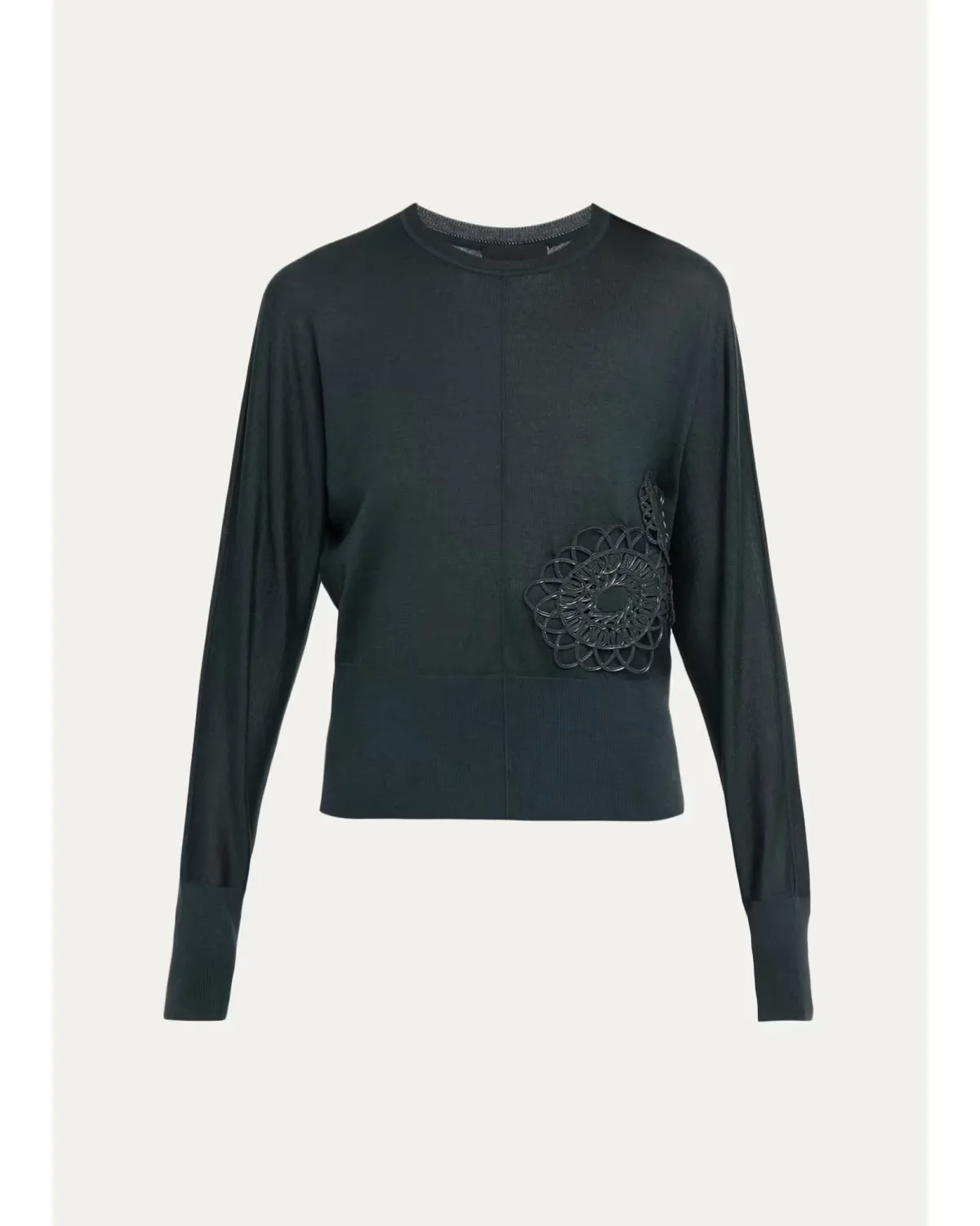 3D Woven Appliqué Cashmere-Silk Dolman-Sleeve Sweater by Akris