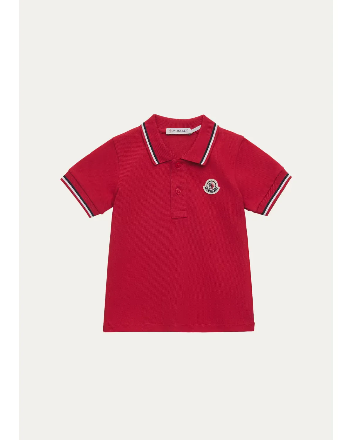 Tricolor-Trim Cotton Pique Polo by Moncler