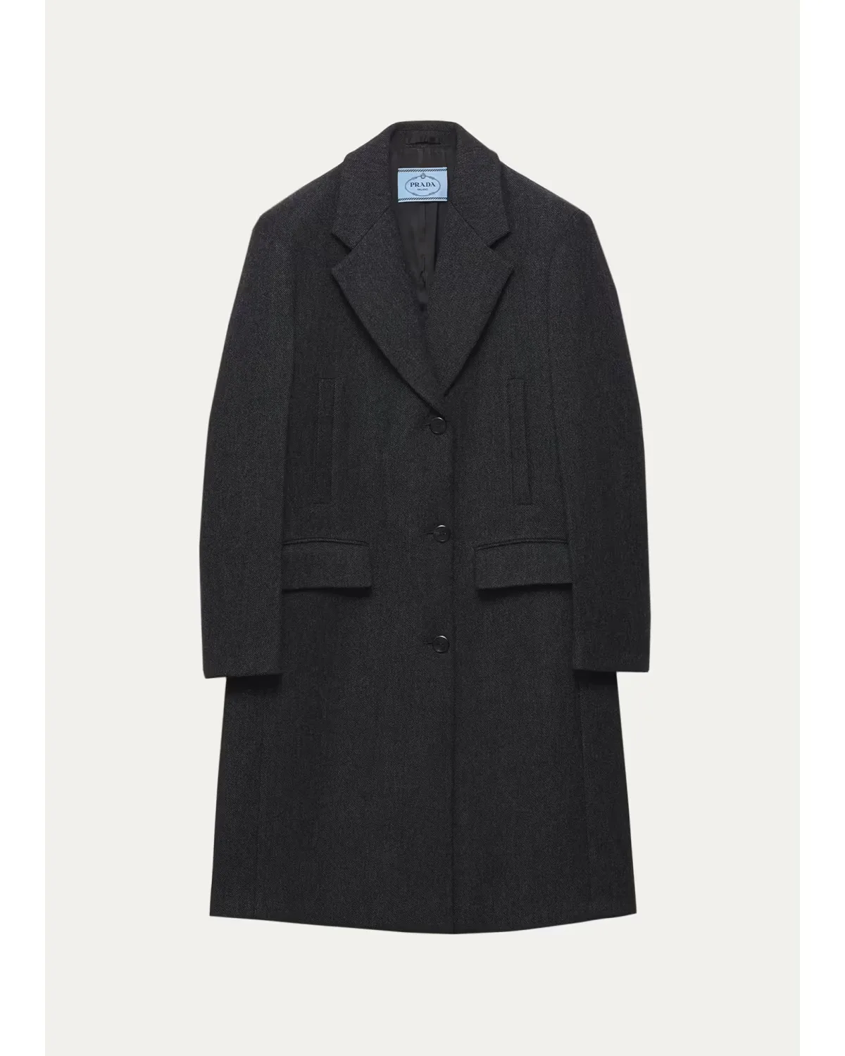 Notch Lapel Wool Coat by Prada