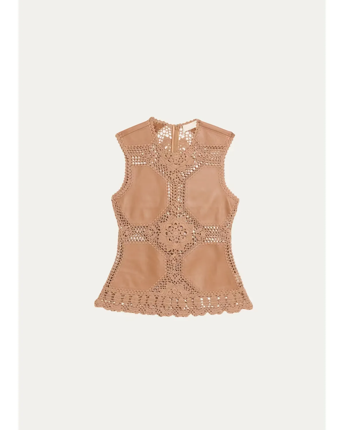 Livia Sleeveless Crochet Leather Top by Ulla Johnson