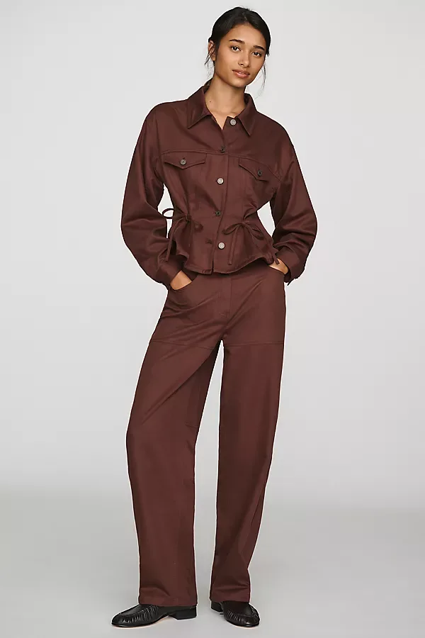 Lotus Linen Cotton High Rise Barrel Pants by Scotch & Soda