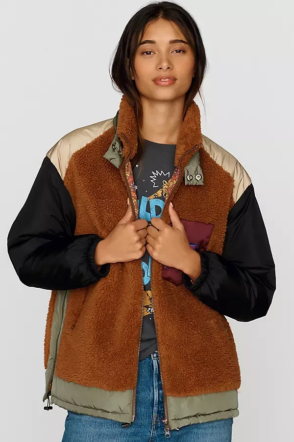 Mother the Teddy Oversized Zip-Front Vest Jacket