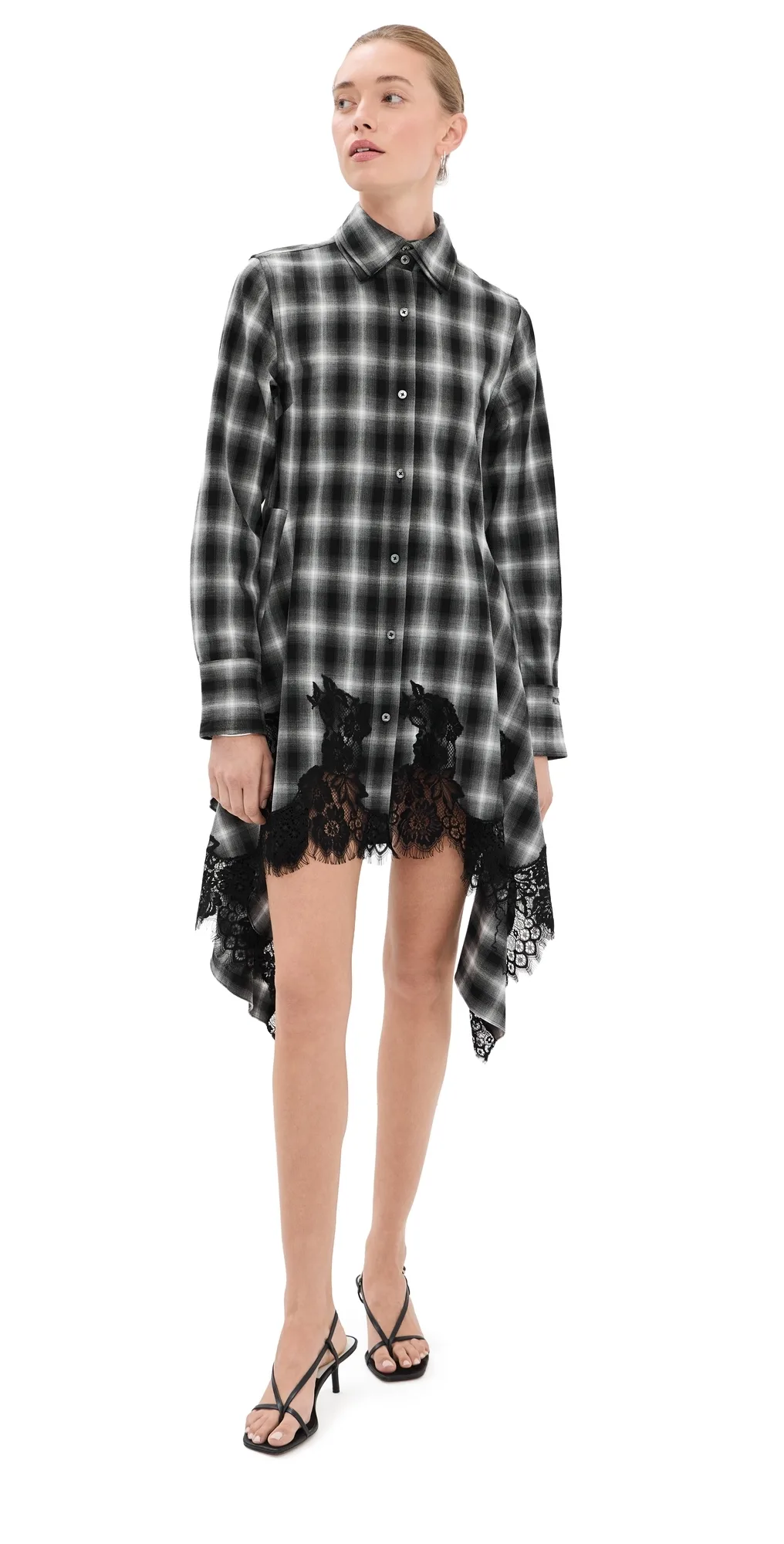 Cascade Front Lace Hem Shirt Dress by Monse