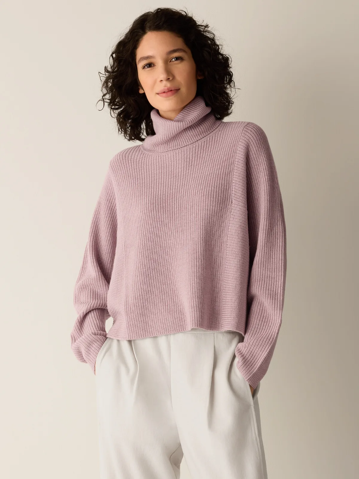 Italian Merino Turtleneck Top in Regenerative Wool by Eileen Fisher