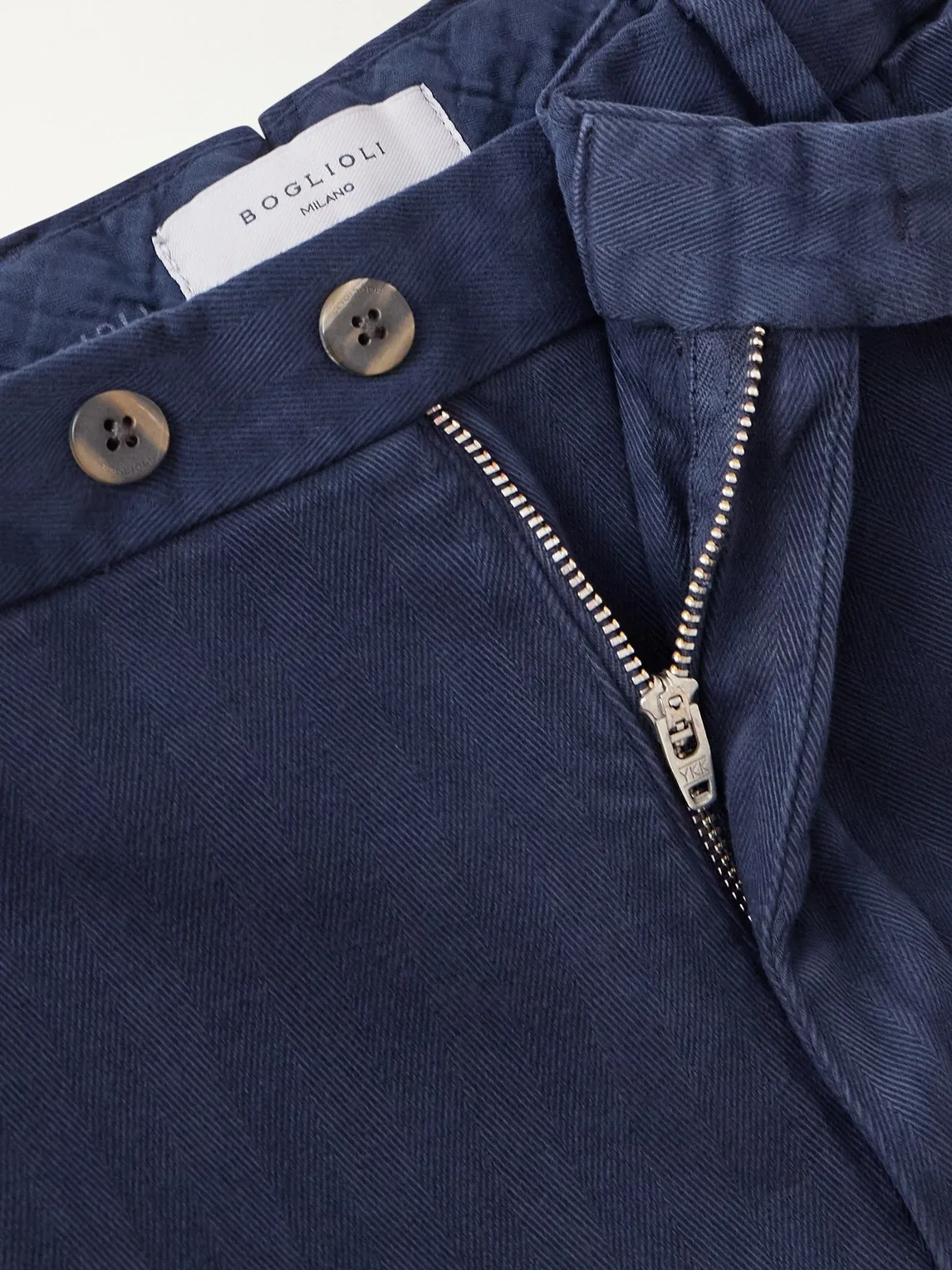 Straight-Leg Herringbone Cotton-Blend Suit Trousers by Boglioli