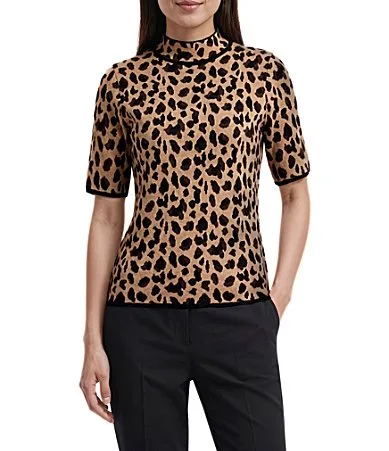 Short Sleeve Jacquard Pullover Top by Anne Klein