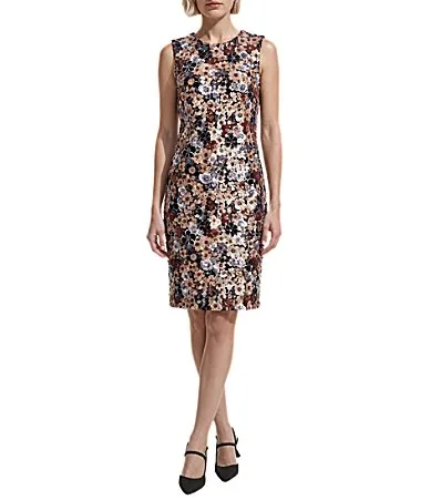 Sleeveless Floral Sheath Dress by Anne Klein