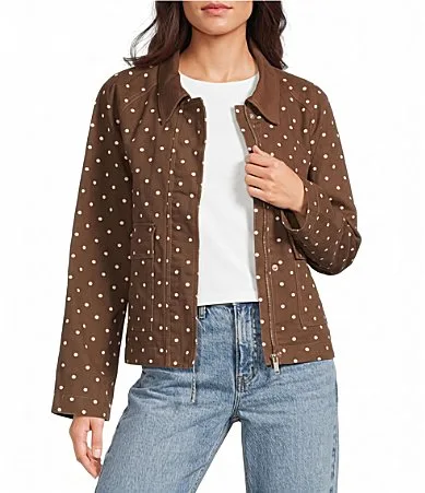 Polka Dotted Long Sleeve Barn Jacket by Stoosh