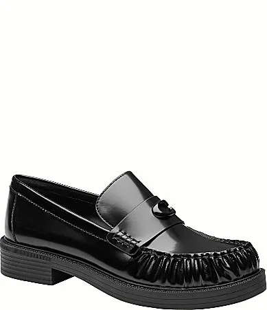 Astor Block Sculpted C Heel Leather Loafers by Coach