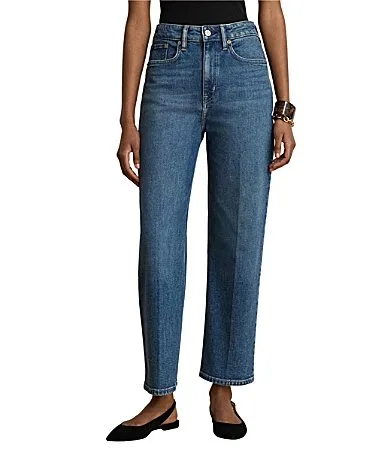 Lauren Ralph Lauren Denim High Rise Straight Leg Ankle Jeans