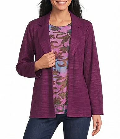 Long Sleeve Open Front Notch Lapel Blazer Cardigan by Allison Daley