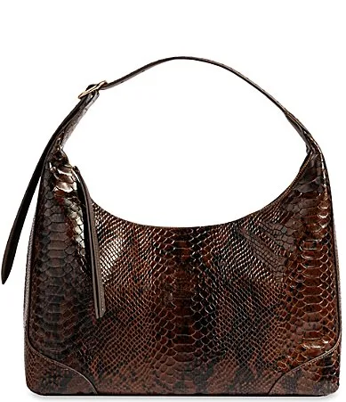 Elaina Top Zip Snake Hobo Shoulder Bag by Sam Edelman