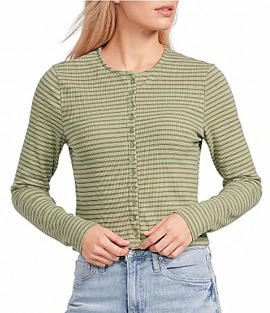 Stripe Button Front Cardigan by Things Between
