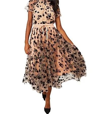 Sue Floral Tulle Coordinating Midi Skirt by Abbey Glass