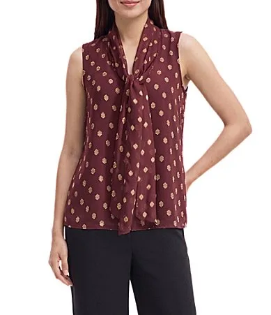 Bow Front Sleeveless Blouse by Anne Klein