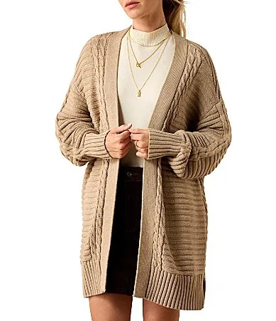 Somerford Chunky Knit Band Collar Long Sleeve Cardigan by Ariat