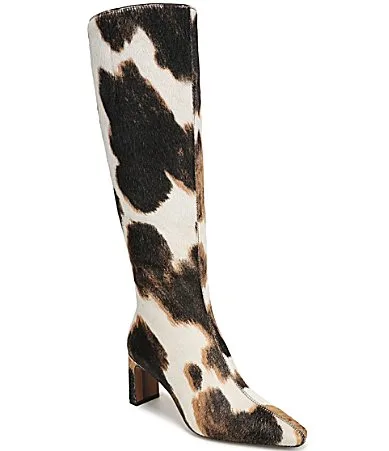 Sylvia Cow Print Calf Hair Tall Dress Boots by Sam Edelman