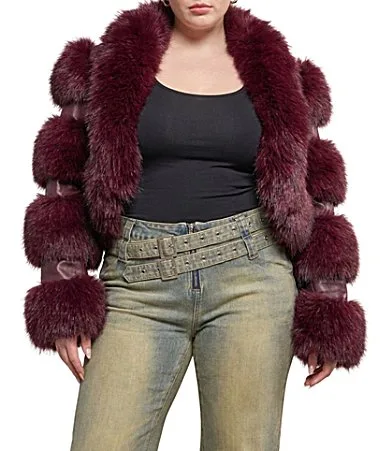 Loverboy-Ox Faux Fur Leather Open Lapel Cropped Jacket by Azalea Wang