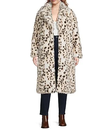 Pepper Snow Leopard Faux Fur Oversize Maxi Coat by Azalea Wang