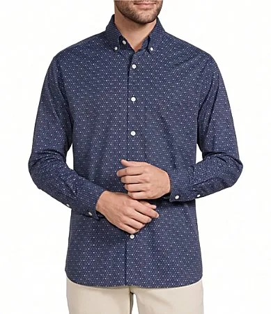 The Traveler Geometric Print Twill Sport Shirt by Roundtree & Yorke