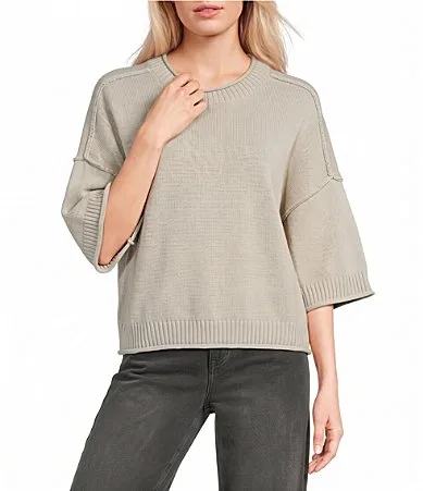 Exposed Seam Drop Shoulder Sweater by Blu Pepper