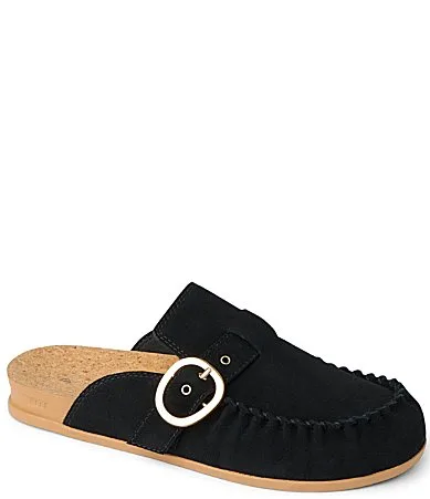 Vista Siena Suede Buckle Strap Mules