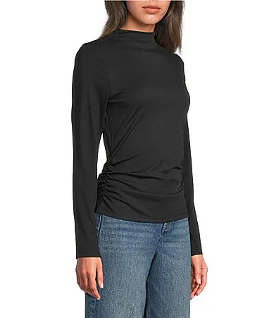 SPANXsmooth Jersey Mock Neck Long Sleeve Ruched Top by SPANX