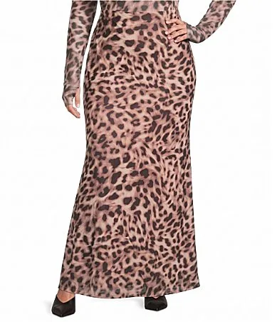 Teagan Leopard Printed Mesh Coordinating Mermaid Maxi Skirt by Afrm