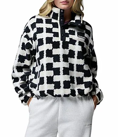 Helvetia II Sherpa Printed Stand Collar Cropped Half Snap Pullover by Columbia
