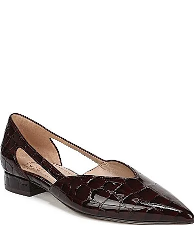 Sydney Crocodile Embossed Leather Cutout Pointed Toe Flats by Naturalizer