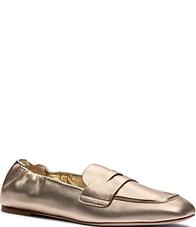 Bryant Metallic Leather Penny Loafers by Stuart Weitzman