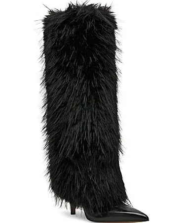 Icon Faux Fur Fold Over Knee High Boots