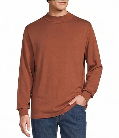 Long Sleeve Solid Mock Neck Pullover by Roundtree & Yorke