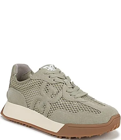 Langley Suede and Mesh Signature Logo Retro Sneakers by Sam Edelman