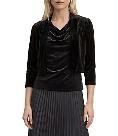 34 Sleeve Velvet Open Front Shrug by Anne Klein