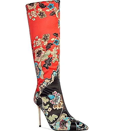 Florique Chinoiserie Floral Pointed Toe Tall Boots by Azalea Wang