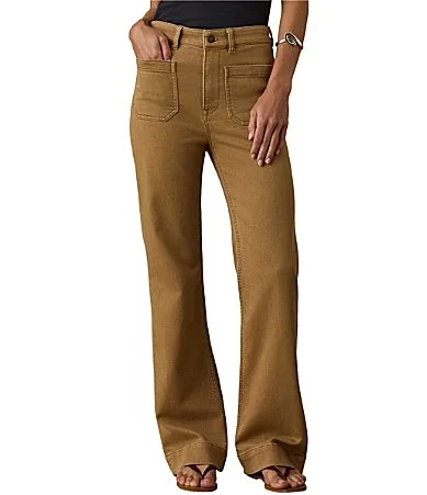 Stretch Woven High Rise Full Length Wide Leg Pants by Faherty