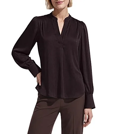 V-Neck Long Sleeve Satin Yoryu Blouse