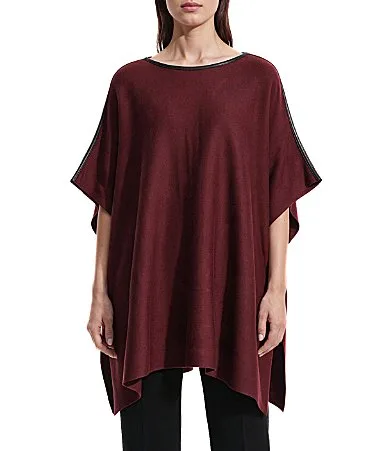 Solid Leather Trim Cape by Anne Klein