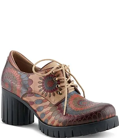 Acropolis Hand Painted Leather Platform Oxford Pumps by Lartiste