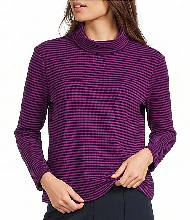 Knit Stripe Turtleneck Long Sleeve Pullover Top by Multiples