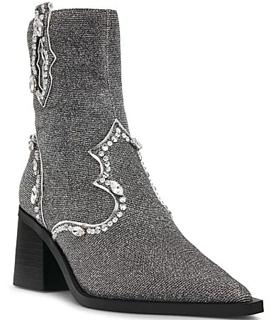 Blue by Betsey Johnson Tarra Rhinestone Embellished Western Booties by Betsey Johnson
