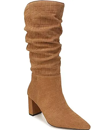 Fletcher Croco Embossed Slouch Suede Dress Boots by Naturalizer