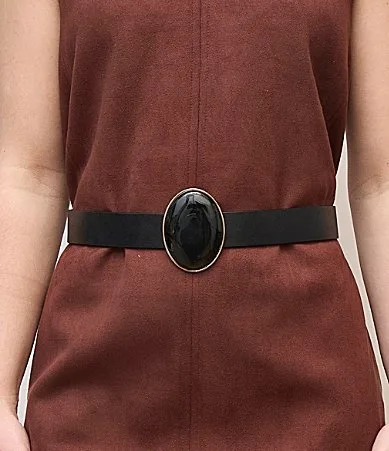 Oasis Station Onyx Stone Leather Belt by Lele Sadoughi