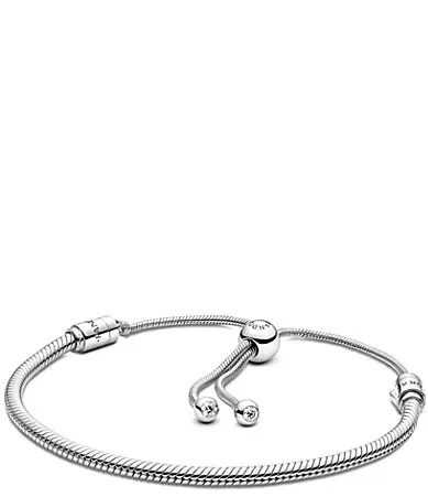 Snake Chain Slider Adjustable Sterling Silver Bracelet