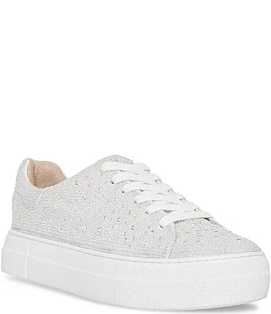 Blue by Betsey Johnson Sidny Bridal Pearl Embellished Family Matching Platform Lace Up Sneakers by Betsey Johnson