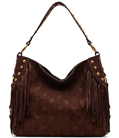 Skully Suede Fringe Hobo Bag by Betsey Johnson