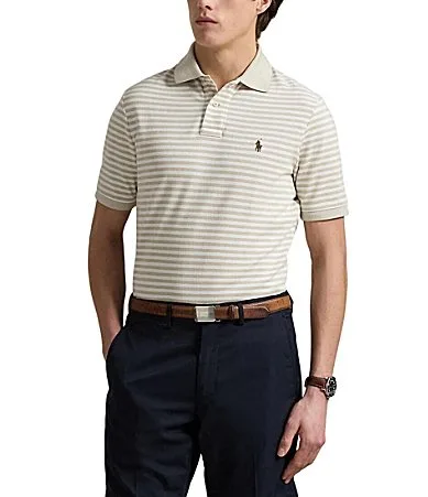 Classic Fit Striped Oxford Mesh Short Sleeve Polo Shirt by Polo Ralph Lauren