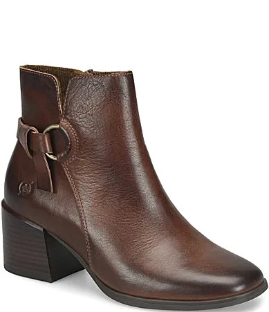 Livvy Leather Ring Knot Block Heel Booties by Born